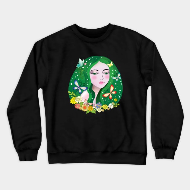 green haired woman Crewneck Sweatshirt by Supak